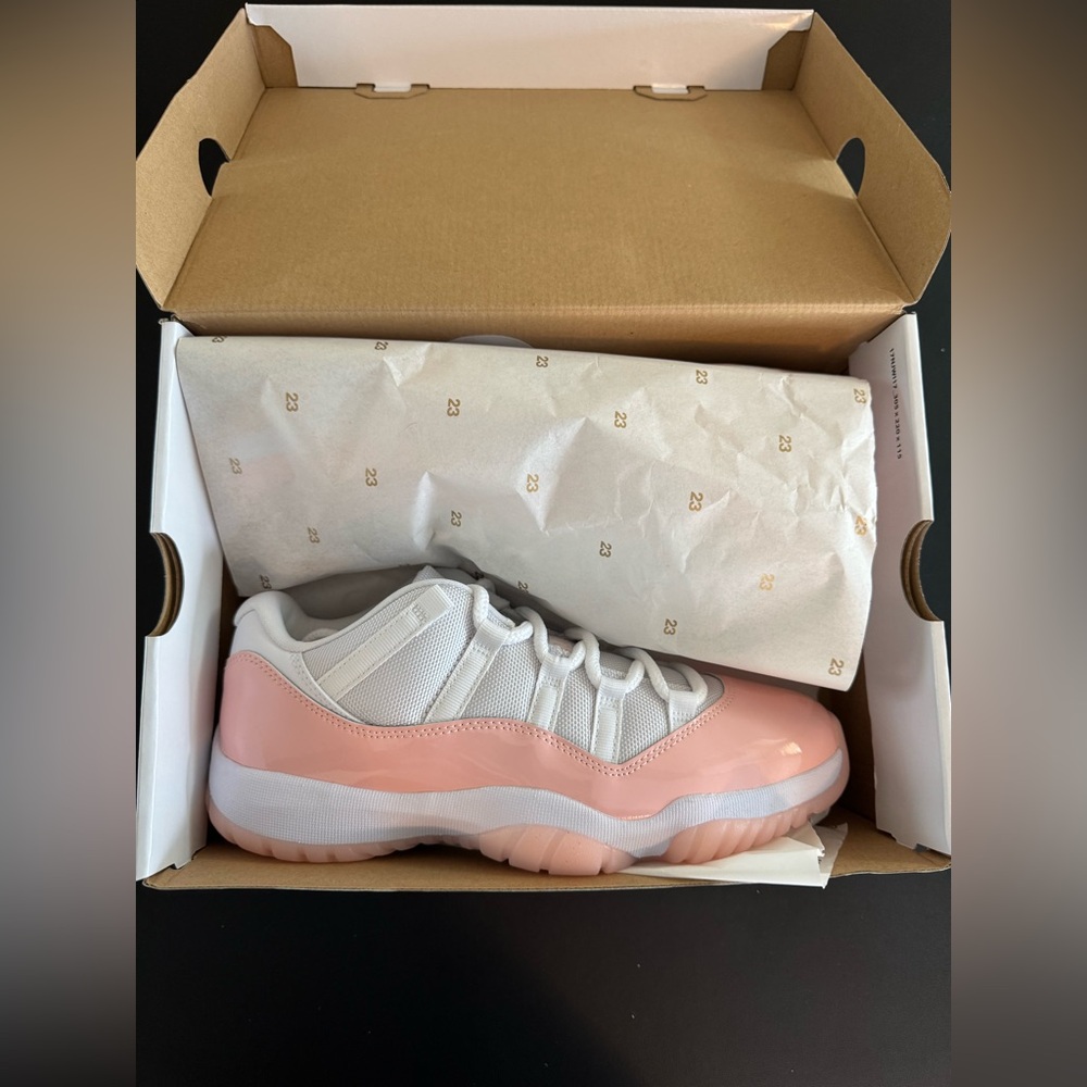 NWB Authentic Women’s Jordan 11 Retro Low Pink & White
